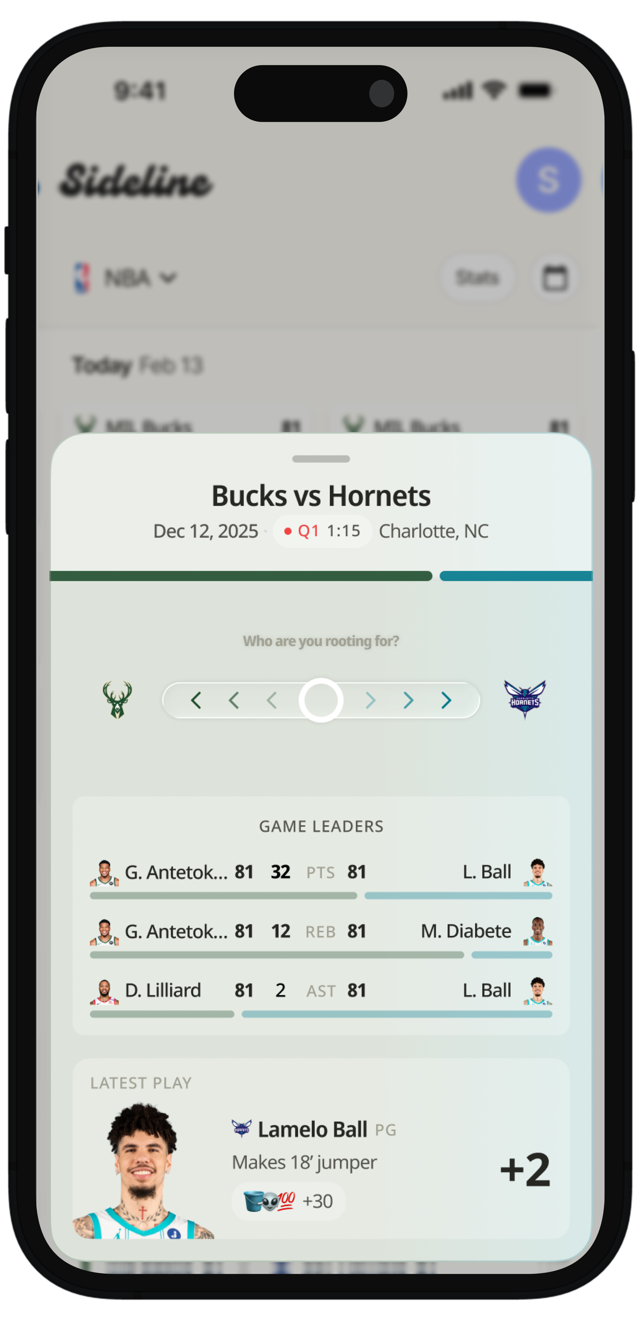 Sideline scores screen